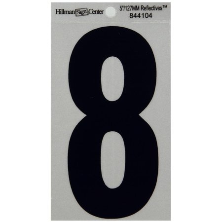 HILLMAN 5 in. Black & Silver Reflective Mylar Square Cut Self Adhesive Number 8 844104